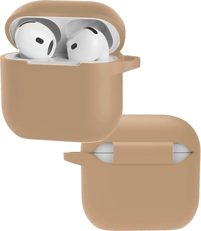 Hoesje geschikt voor Apple AirPods 4 - Siliconen case - AirPods cover - Protective case - Beschermhoes - Hoes voor oortjes - Softcase - Oplaadcase bescherming - Krasbestendig - 1 stuk - Beige - Jonyx