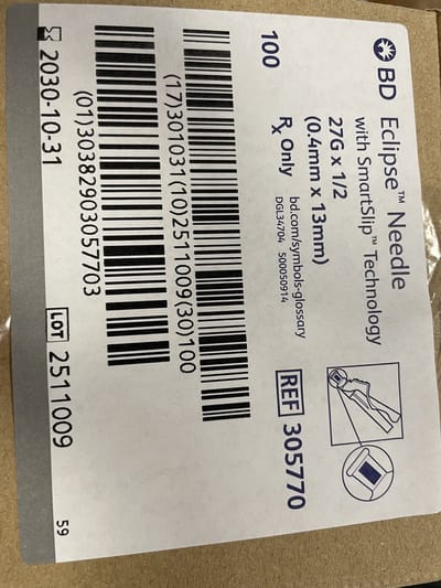 Eclipse Needle 27G x 1/2 0.4mm x 13mm 10o stuks per doos