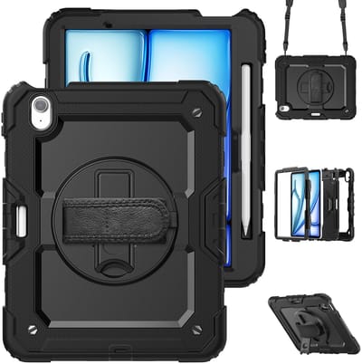 Cazy tablet Hoes geschikt voor iPad Air 11 inch (M4 2026 / M3 2025 / M2 2024) - Shockproof Case met Screenprotector - Zwart