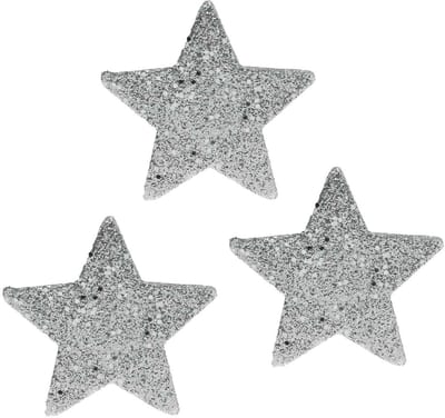 Strooidecoratie sterren met glitter Ø6,5cm zilver 36 st, 36 Stück