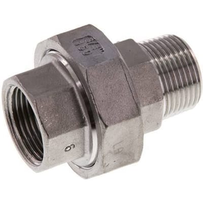 Rp 3/4'' x R 3/4'' F/M RVS Borstnippel 3-delig met Vlakke afdichting 16 Bar