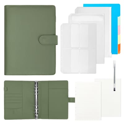 MTTProducts - A5 Ring Binder - Notitieboek - Elegant en Functioneel - Groen - Budget Planner - Document Folder - Geschikt voor School en Werk