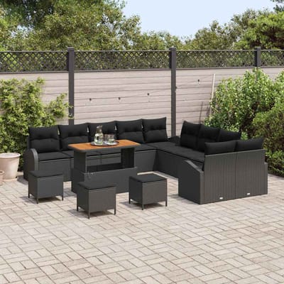 vidaXL - Tuinbank - Set - 14 - st - 13-Aantal - zitplaatsen - Zwart