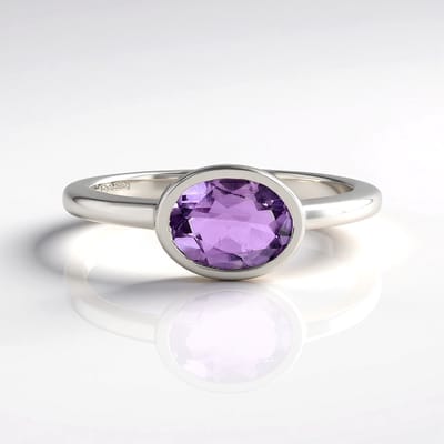 Cavill - Zilveren Ring - 925 Sterling Zilver - Ovale Braziliaanse Amethist 1,008 ct - Paarse Edelsteen - Bezel Zetting - Elegante Damesring
