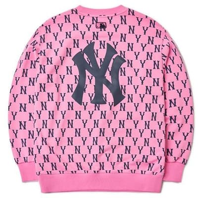 MLB New York Yankees Hoodie Vintage Imprimé Lettres All Over Unisexe Rose 3AMTM0614-50PKD XS pink