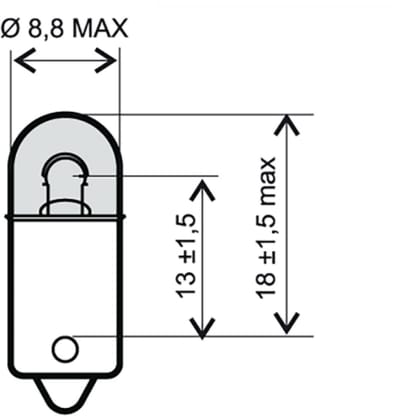Lampje RMS 12V 4W BA9S nokken tegenover elkaar wit voor motor auto / per 10 Nieuw