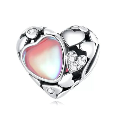 Hart Bedel - 925 Sterling Zilver -Roze en Witte Zirkonia - RomyStones - Kerst Cadeau