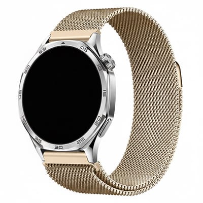 Milanees bandje - geschikt voor Garmin Vivoactive 4 / Venu 4 (45mm) / Venu 3 / 2 / Forerunner 255 / Forerunner 265 / 570 (47mm) en Polar Vantage M / M2 / V3 / Grit X (Pro) - Milanese - goud