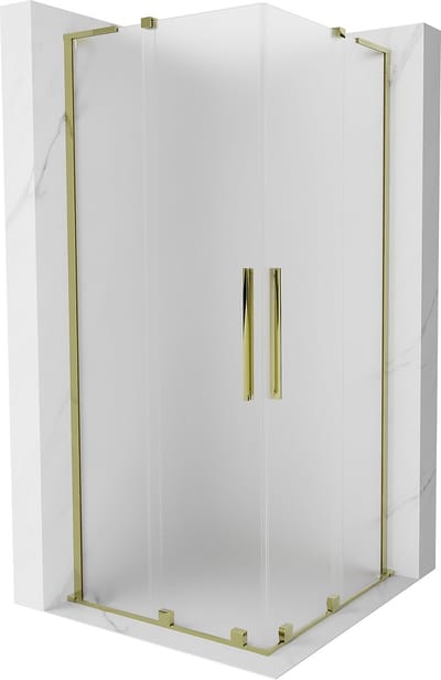 Mexen Velar L Duo schuifdouchecabine 80 x 80 , matglas, goud - 871-080-080-02-33-50