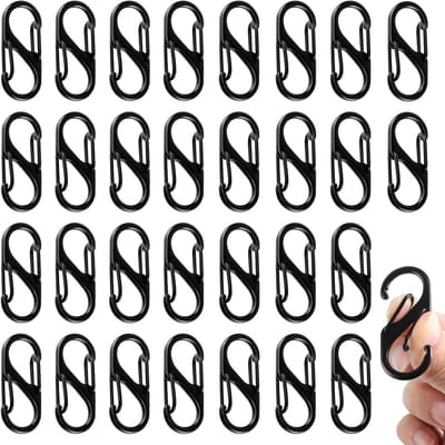 30 Stuks Mini Carabiner Haken 32 mm, Metalen Schroefhaak met Dubbele Veer, Ideaal voor Outdoor, Kamperen en Wandelen