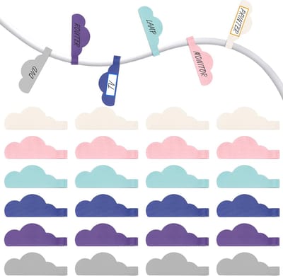 Daity 24 kabellabels voor het organiseren en identificeren van kabels; verbeterd met grotere formaten - geschikt voor kabelbeheer van elektronische producten; beschrijfbare kabellabels (meerdere kleuren).