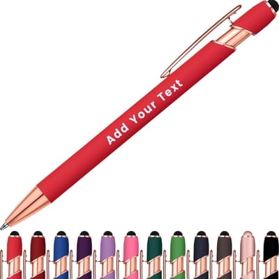 Gepersonaliseerde pennen - Met naam - Zakelijk schrijven - Gratis lasergravure - 12 kleuren - Rood