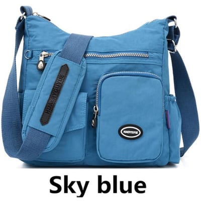 WTEMPO Sac de messager de voyage à une épaule en nylon imperméable à la mode décontractée pour dames de la mer bleue
