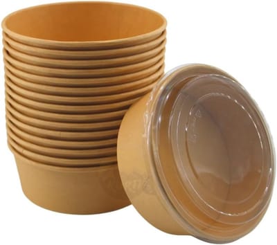 KURRT 100, Bio Kraft Salade bakjes met RPET deksel, Meal prep bakjes, lunchbox salade, prep meal bakjes, schalen salade