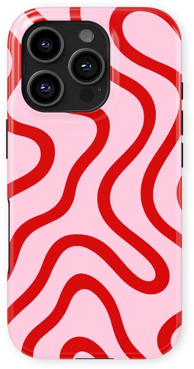 DripCase Curvy Lines Hoesje geschikt voor iPhone 16 Pro | Backcover met Mag | Design Tough Case geschikt voor iPhone 16 Pro Candy Current