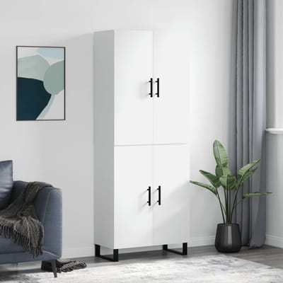 vidaXL - Hoge - kast - 69,5x34x180 - cm - bewerkt - hout - wit