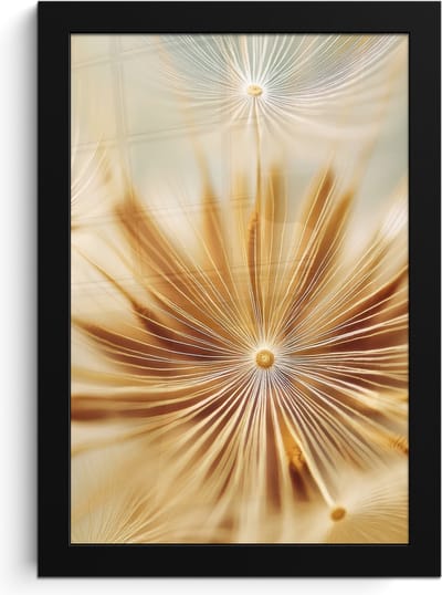 Poster in lijst - Fotolijst 20x30 cm - Posters - Paardenbloem - Beige - Abstract - Modern - Natuur - Posterlijst zwart - Decoratie - Wanddecoratie woonkamer - Muurdecoratie slaapkamer