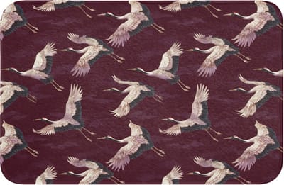 Badmat 60x40 cm - Antislip - Kraanvogels - Klassiek - Bordeaux - Badmatten voor badkamer - Badkamermat - Douchemat - Badkamer mat