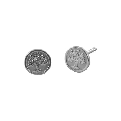 New Bling 9NB-0867 Zilveren Oorknopjes - Dames - Levensboom - 6,4 mm Doorsnee - Rhodium - Zilver