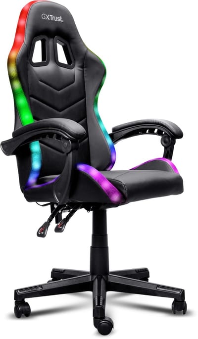 Trust GXT 704 Roniq - Comfortabele Gamestoel - RGB Verlichting - Verstelbare Rugleuning - Tot 110 kg - Zwart