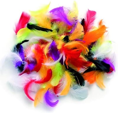 Hobby/knutsel sierveren - kleuren mix - 150x gram - decoratie materiaal - dons veertjes