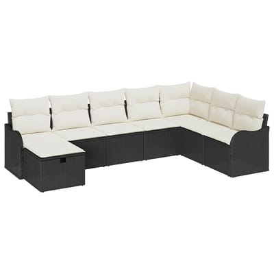 vidaXL Bankstel 8 st 8-Aantal zitplaatsen Zwart en Crème poly rattan