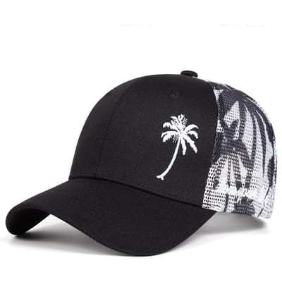 Unisex Kokosboom Borduurwerk Baseball Net Caps Lente En Zomer Buiten Verstelbaar Casual Hoeden Zonbescherming Hoed Sportpet black