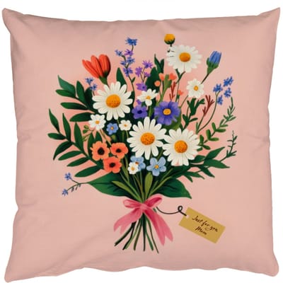 Sierkussens - Kussentjes Woonkamer - 50x50 cm - Margrieten - Boeket - Strikje - Roze