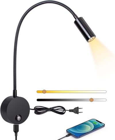 DailySupplies® Bedlampjes Hoofdbord - Leeslampjes - Bedlamp Slaapkamer Volwassenen - Zwart