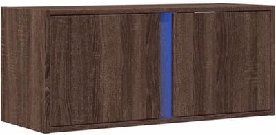 TV-wandkast hangend – Urbanhome LED TV-meubel – Lowboard televisiekast voor woonkamer – Bruin eiken-look – Met RGB-verlichting – 80 cm