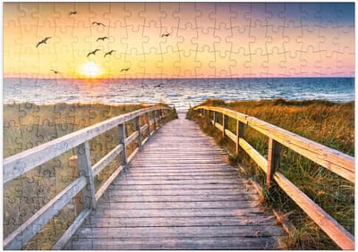 Legpuzzel Zonsondergang - Puzzel Strand Legpuzzel Zee - Ontspanning Thuis - Hoge Resolutie Print - 48 x 34 cm