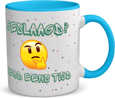 Akyol - geslaagd werd eens tijd koffiemok - theemok - blauw - Geslaagd - geslaagde - diploma - cadeau voor iemand die is gelsaagd - 350 ML inhoud