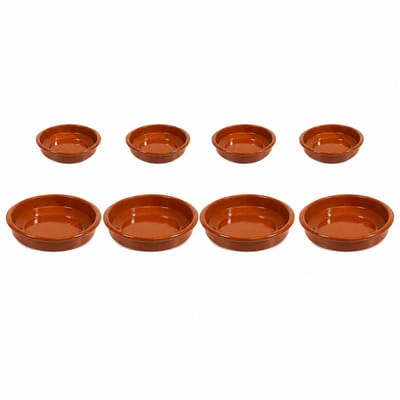 Set tapas schaaltjes Murcia - 8x - 12 en 18 cm - terracotta - met handvaten