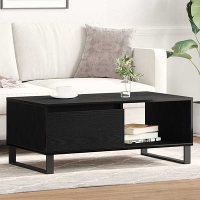 vidaXL - Salontafel - Zwart - Eiken - 90 - x - 50 - x - 36,5 - cm - Bewerkt - hout