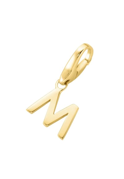 Gouden (verguld) bedel | Letter M | Giorgio Martello | 925 Zilver