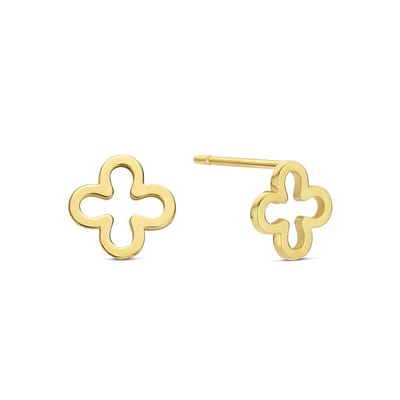 New Bling - 9NBG-0828 - gouden oorbellen klaver - 14 karaat - 6,5 x 6,5mm