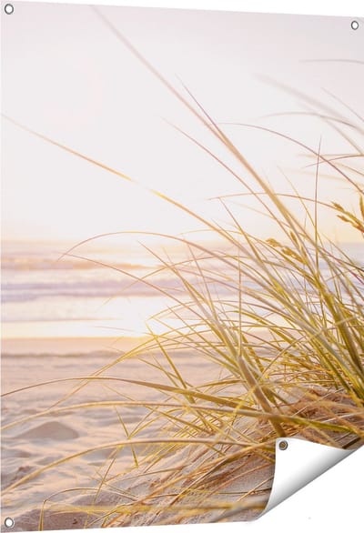 Gards Tuinposter Strand en Duinen tijdens Zonsondergang - 80x100 cm - Tuindoek - Tuindecoratie - Wanddecoratie buiten - Tuinschilderij