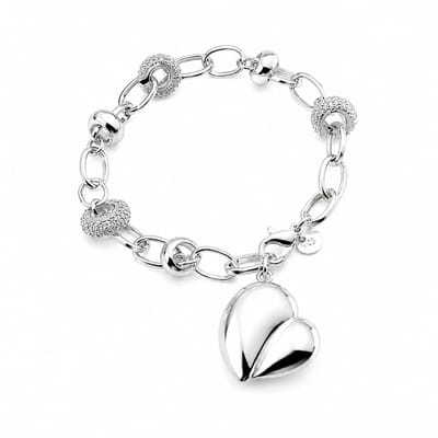 Engravia by Derya – 925 Zilveren Dames Armband met Hart Bedel – Schakelarmband – 20 cm – Elegant Cadeau voor Vrouwen