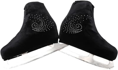 Velours Schaatsbeschermers met Strass Steentjes - Scheurvast en Elastisch voor Inline Skates en Rolskates, Zwart, Maat S (28-32)