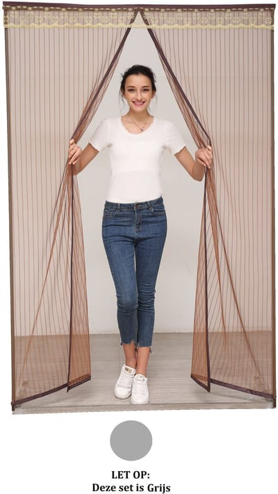Deurgordijn – Magnetisch te Bevestigen Vliegengordijn – Deurhor Magnetische Sluiting - 160 x 240 cm - Zelf Hor Maken Deuren – Deur Gordijn - Magnetische Hor Voor Deuren - Grijs - Qwality®
