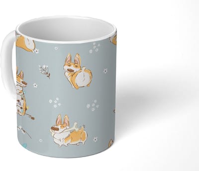 Mok - Koffiemok - Patroon - Hond - Corgi - Jongens - Meisjes - Kinderen - Kids - Mokken - 350 ML - Beker - Koffiemokken - Theemok