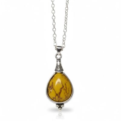 Aramat Jewels | Halskettingen | Gele Boho Ketting - Zinklegering - 33mm - Damesketting | | | |1,5mm | Metaal | Volwassenen | Verkleurd niet
