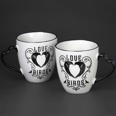 Alchemy - Love Birds Couple set Mok/beker - Wit/Zwart
