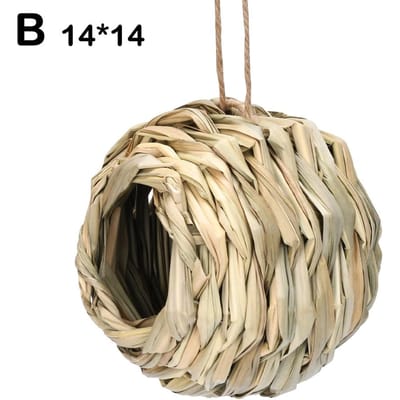 Handgeweven Stro Vogelnest Papegaai Uitbroeden Buiten Tuin Hangend Uitbroeden Broedhuis Nest Vogel Accessoire beige
