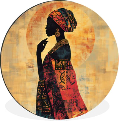 WallCircle - Wandcirkel - Muurcirkel - Vrouw - Silhouet - Patronen - Sierlijk - Aluminium - Dibond - 30x30 cm - Binnen en Buiten