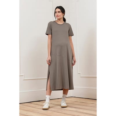 Seraphine Maternity T-shirt Dress Khaki Maat: 10 | Jurken Outlet | Dames | Bruin