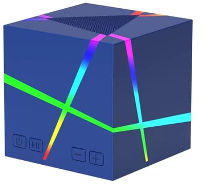 Fivesquare MiniCube LED Speaker – Mini Bluetooth Speaker met Ritme-Reactieve RGB Licht & AUX/TF Ondersteuning Blauw