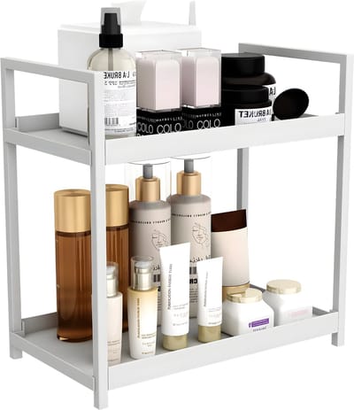 2-Laags Keukenwerkblad Organizer - Voor Keuken, Badkamer & Bureau - Kruidenrek en Toonbankplank met Opbergruimte - Multifunctioneel - WIT