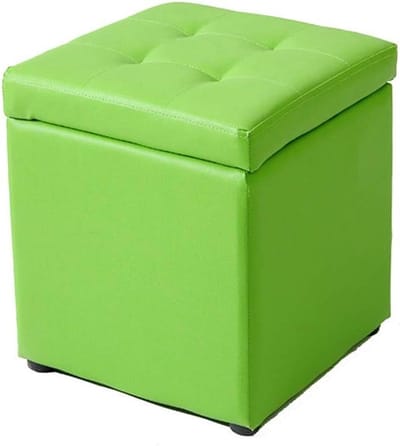 Opbergkruk - Voetenbankje Kubus - Extra Zitplaats - Stevige Houten Constructie - 30x30x35 cm - Roze Groen
