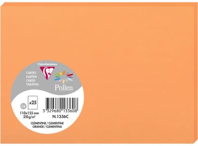 Clairefontaine Pollen - Kaart - 110x155mm - C6 - Oranje - Clementine - 25 stuks